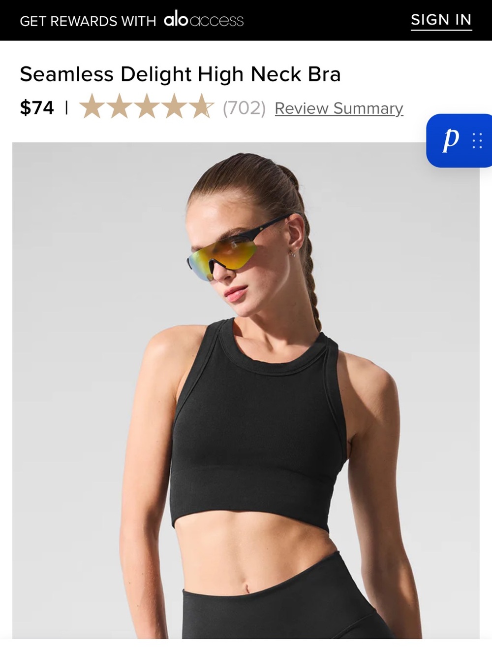 ALO Yoga Black Cropped Fitted Tank